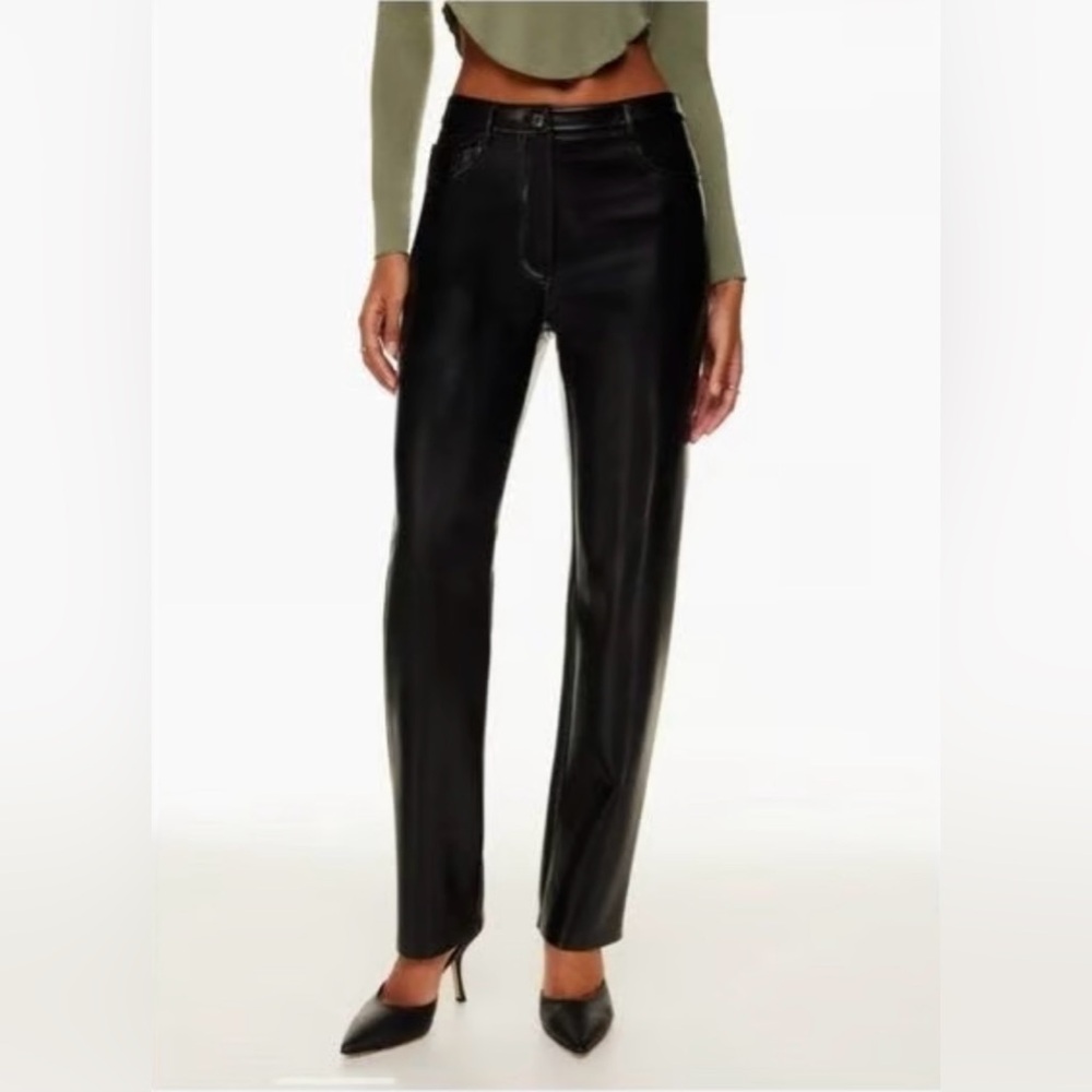 Wilfred Black Faux Leather Straight-Leg Pants